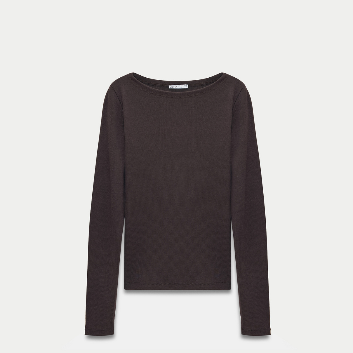 Kayık Yaka Uzun Kollu Top-Koyu Kahve