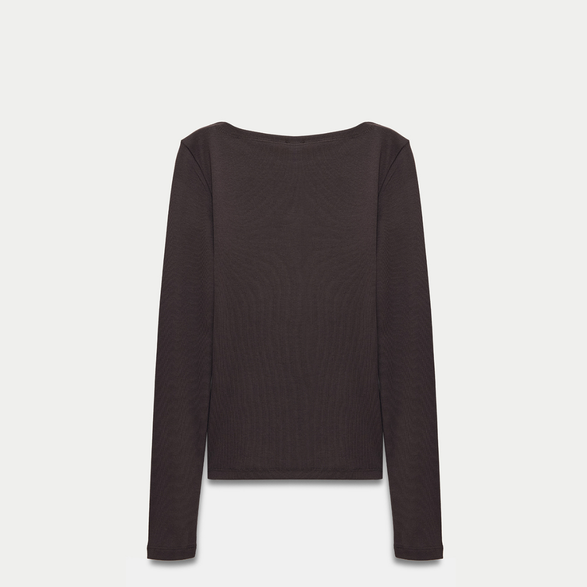 Kayık Yaka Uzun Kollu Top-Koyu Kahve