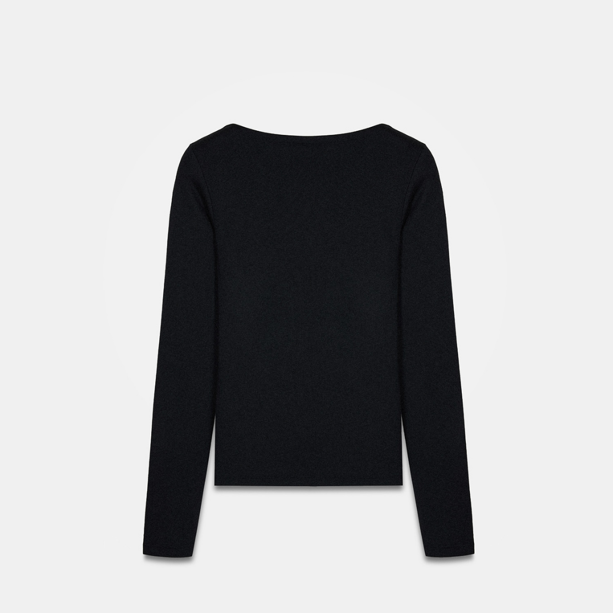 Kayık Yaka Uzun Kollu Top-Siyah